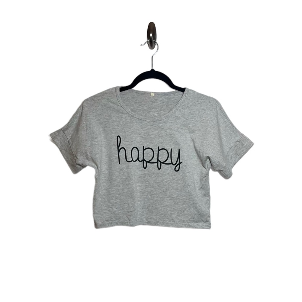 Unknown brand “happy” gray crop top size medium